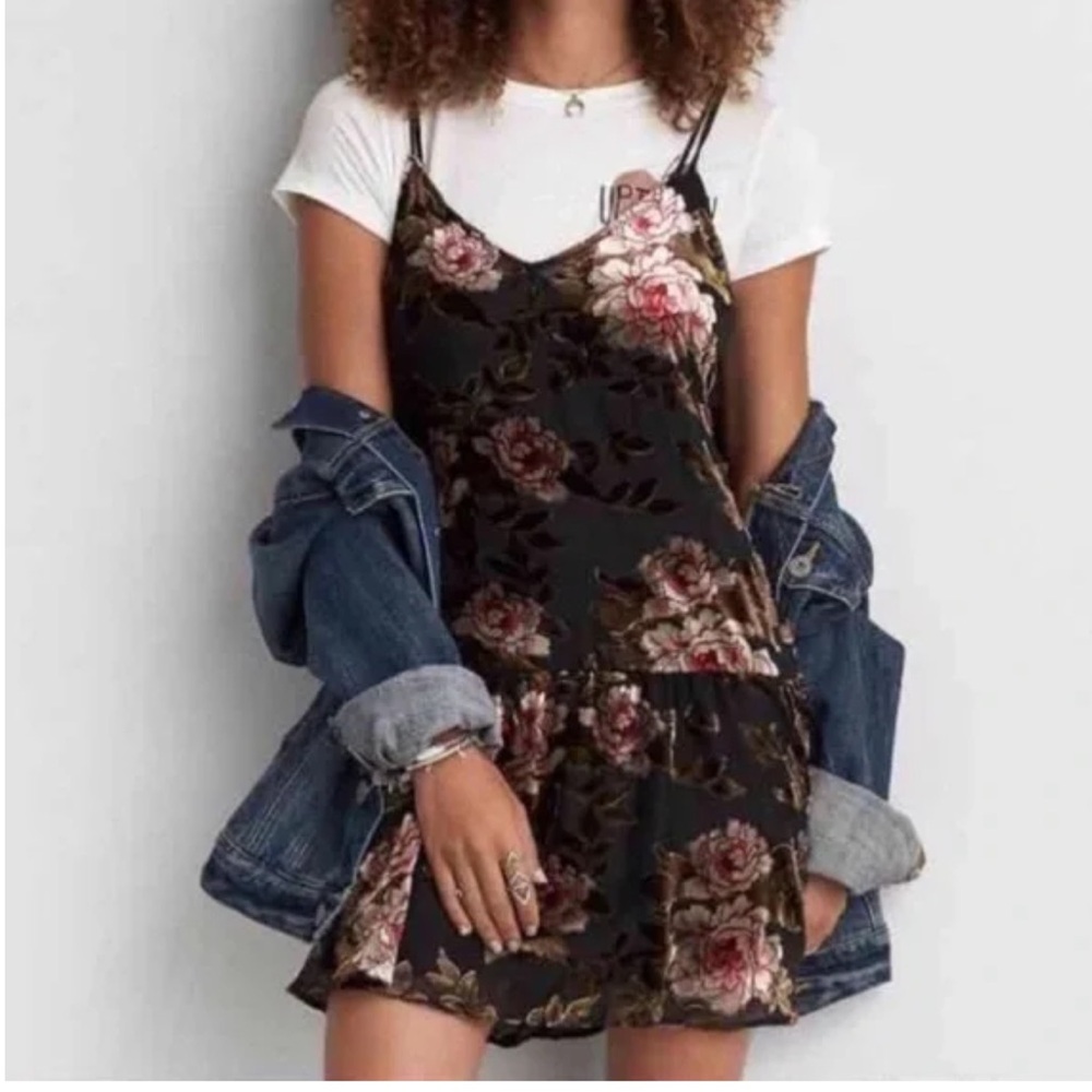American Eagle Velvet Burnout Long Slip Tank MEDIUM